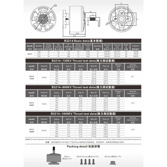 Moteur de drone original SURPASS Bat Série B 3214, moteur pour avions télécommandés, pièces et accessoires pour drones RC